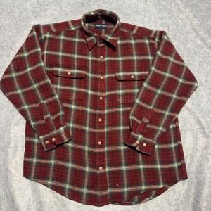 Brace Bell Mens Large Red Plaid Flannel Long Sleeve Heavyweight